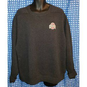 Ohio State Buckeyes Gray Lands End 100% Cotton Sweater Mens XL 46-48 Runs Short